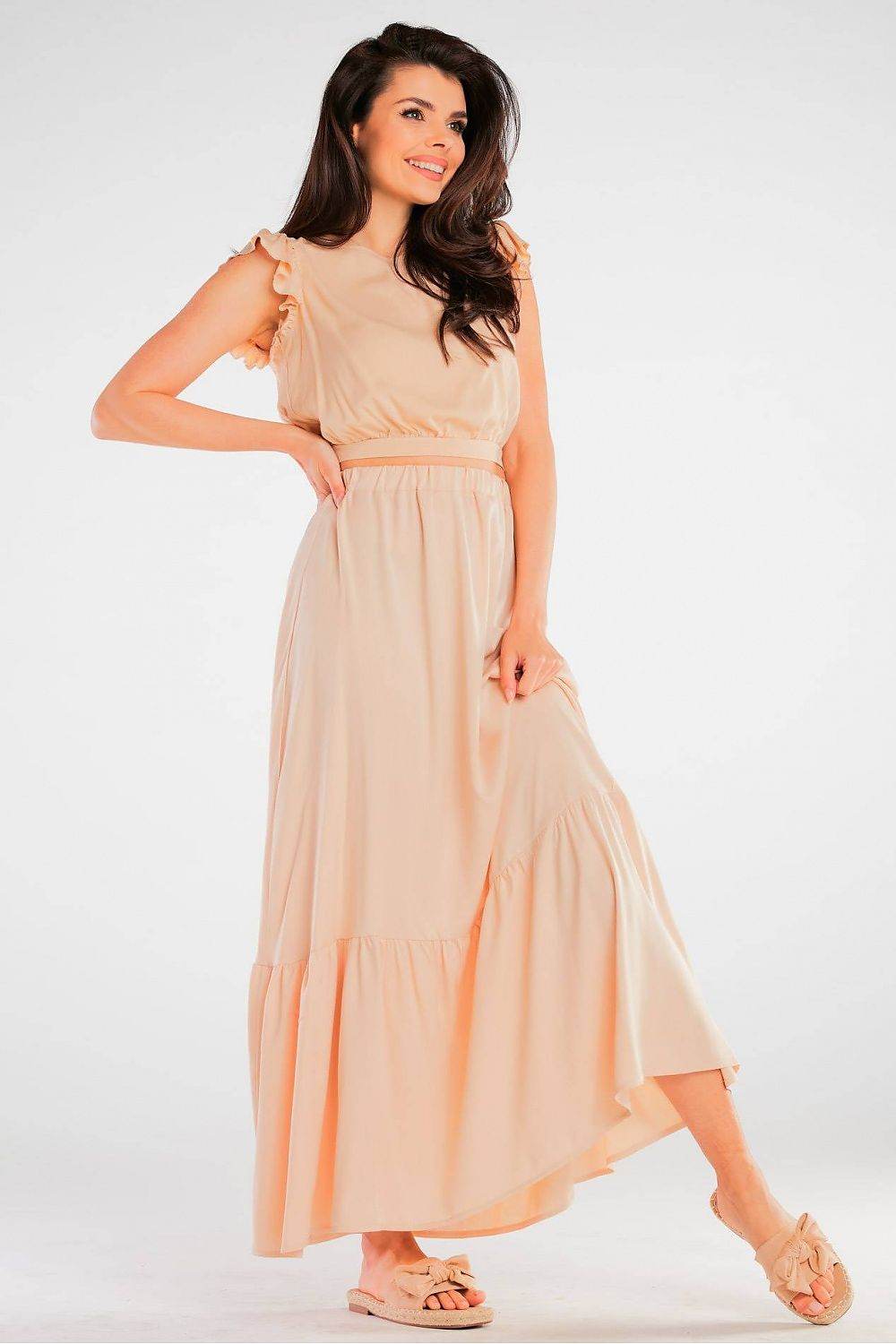 Frilled Maxi Skirt with Elastic Waist - INDIEZ COUTURE