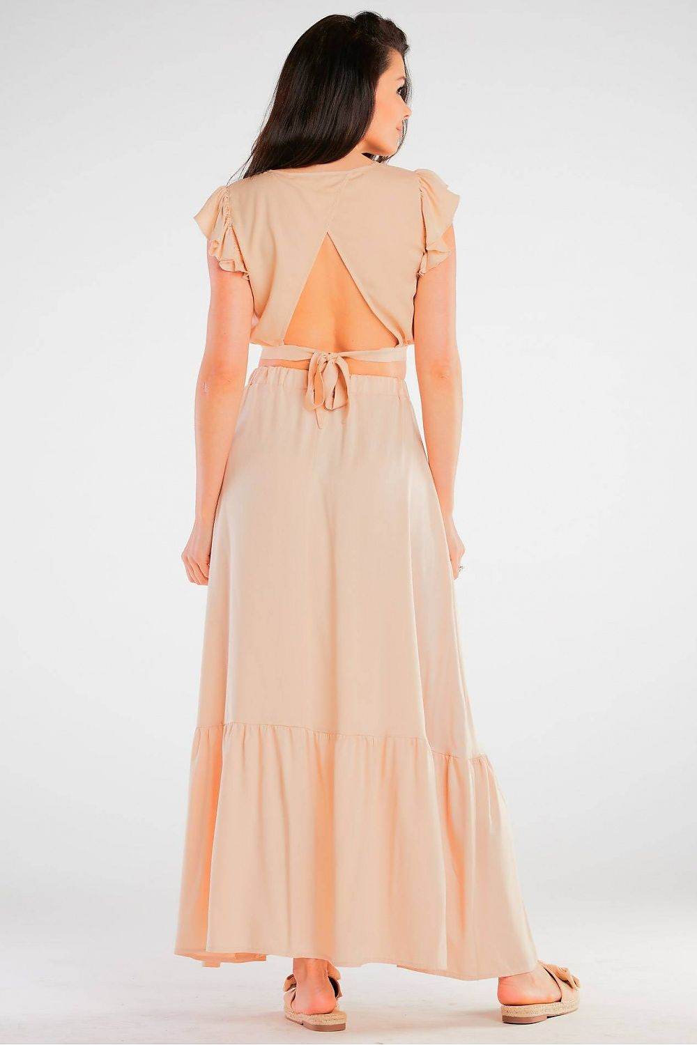 Frilled Maxi Skirt with Elastic Waist - INDIEZ COUTURE
