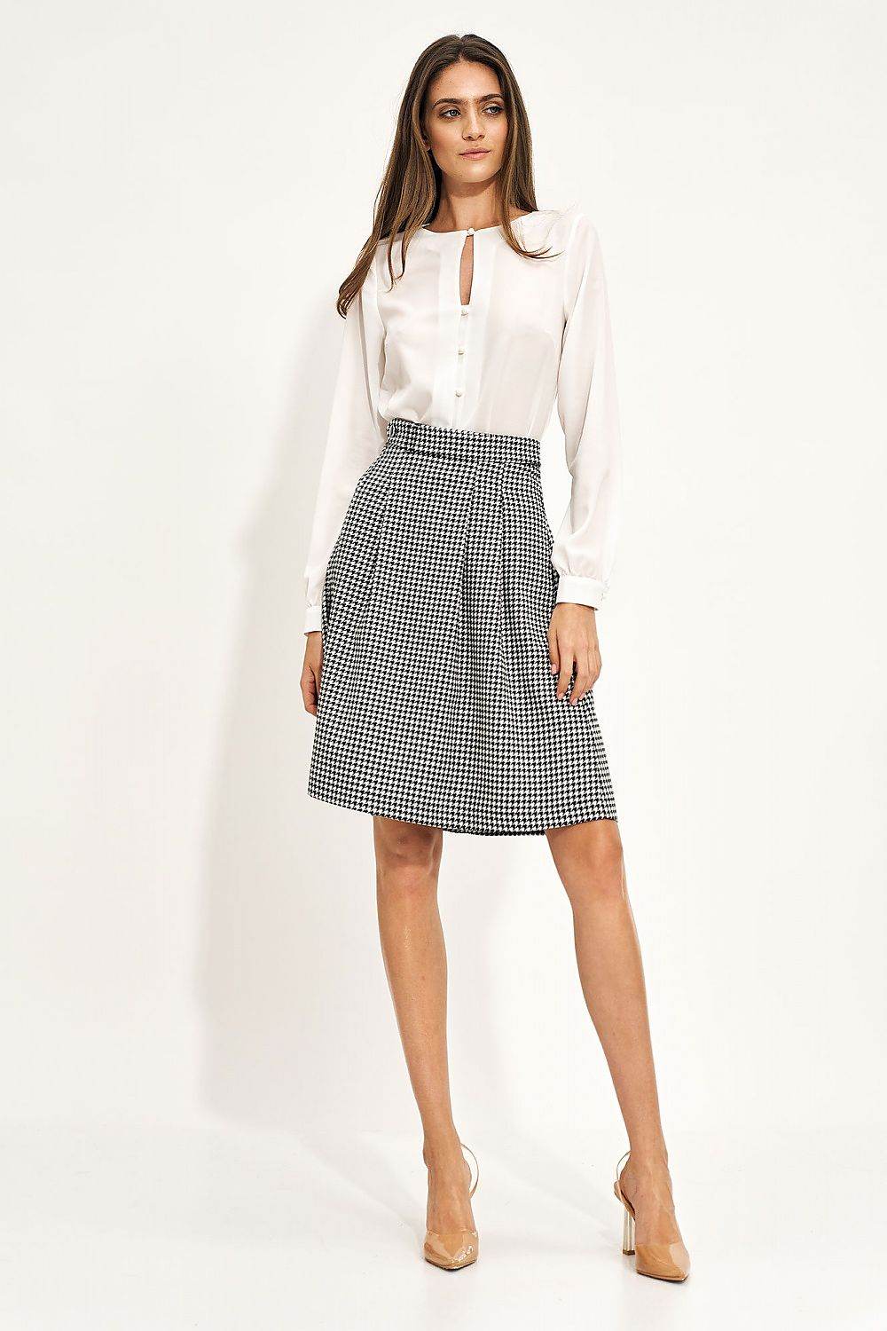 High Waist Flared Skirt with Belt - INDIEZ COUTURE