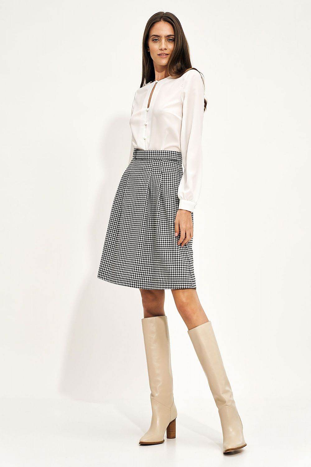 High Waist Flared Skirt with Belt - INDIEZ COUTURE