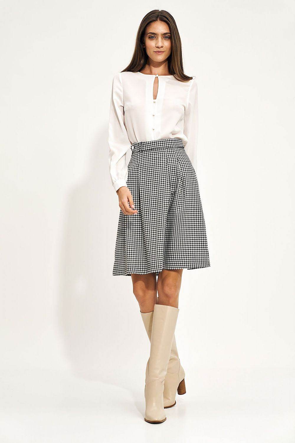 High Waist Flared Skirt with Belt - INDIEZ COUTURE