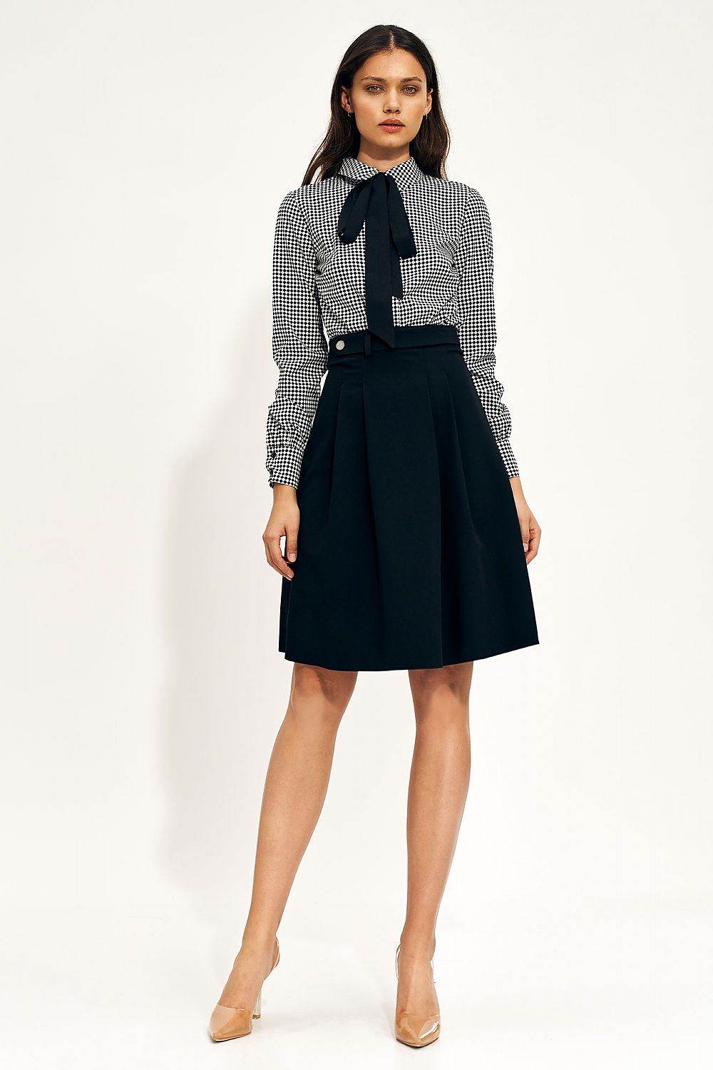 High Waist Flared Skirt with Belt - INDIEZ COUTURE