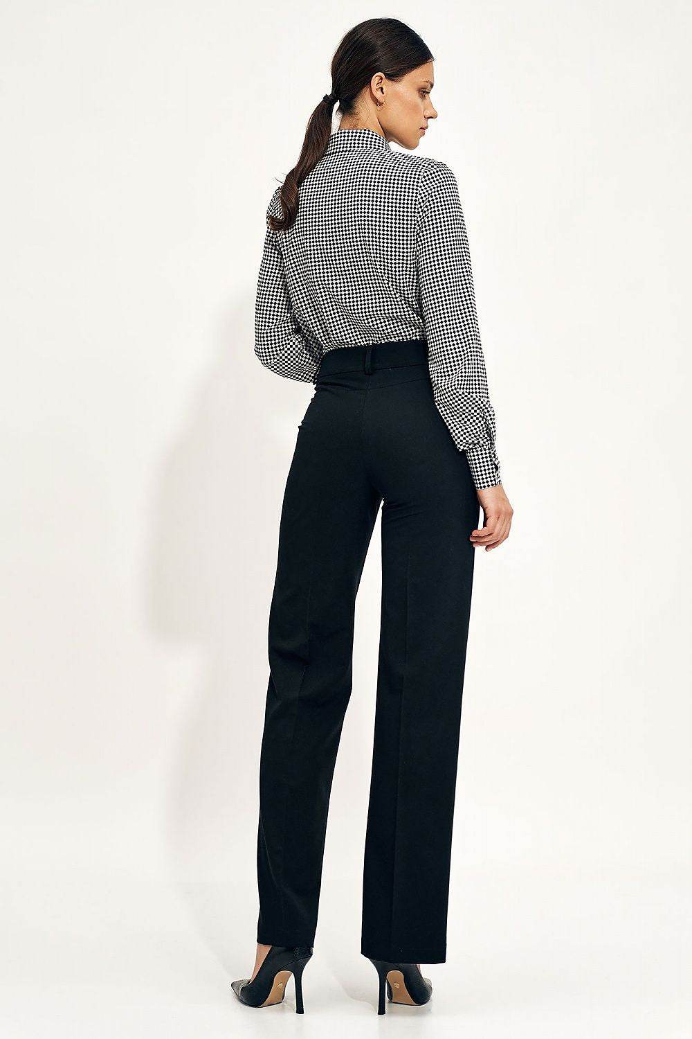 Wide Leg Trousers with Elevated Waist for Enhanced Silhouette - INDIEZ COUTURE