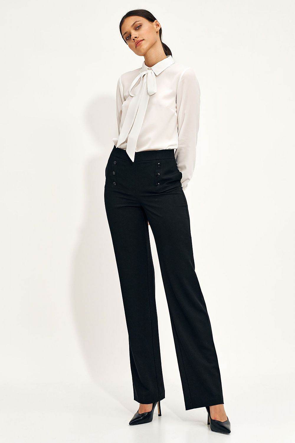 Elegant Women's Trousers with High Rise and Loose Legs - INDIEZ COUTURE