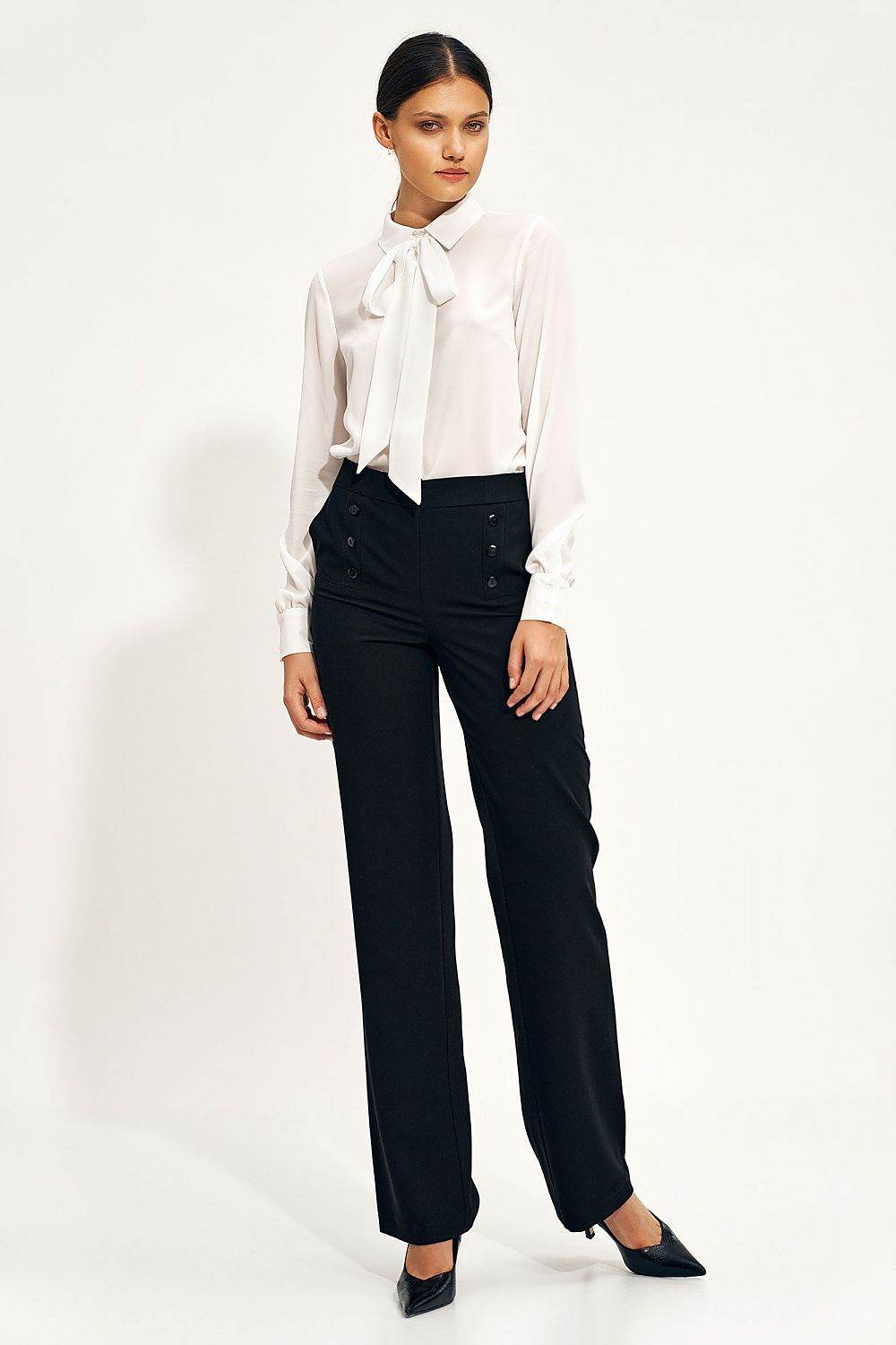 Elegant Women's Trousers with High Rise and Loose Legs - INDIEZ COUTURE