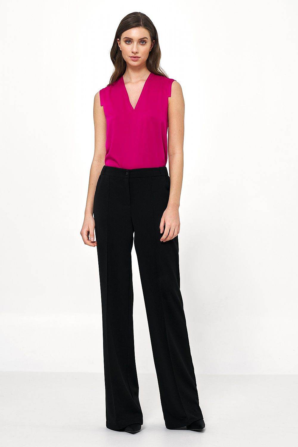 Elegant Beige Loose Cut Trousers for Women with Elevated Waist Design - INDIEZ COUTURE
