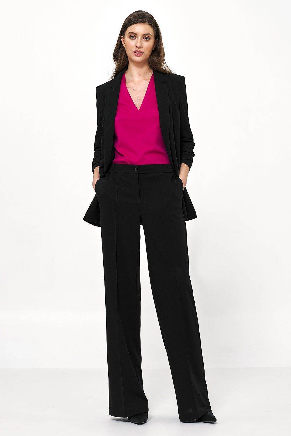 Elegant Beige Loose Cut Trousers for Women with Elevated Waist Design - INDIEZ COUTURE