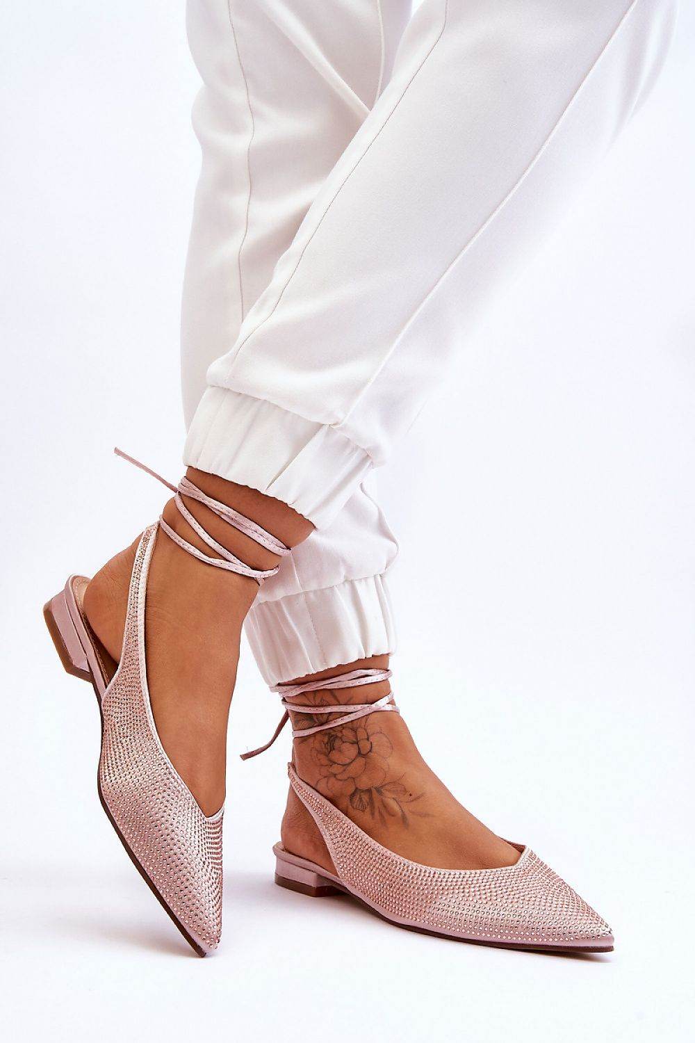 Comfortable Strappy Ballet Flats with Rhinestone Accents - INDIEZ COUTURE