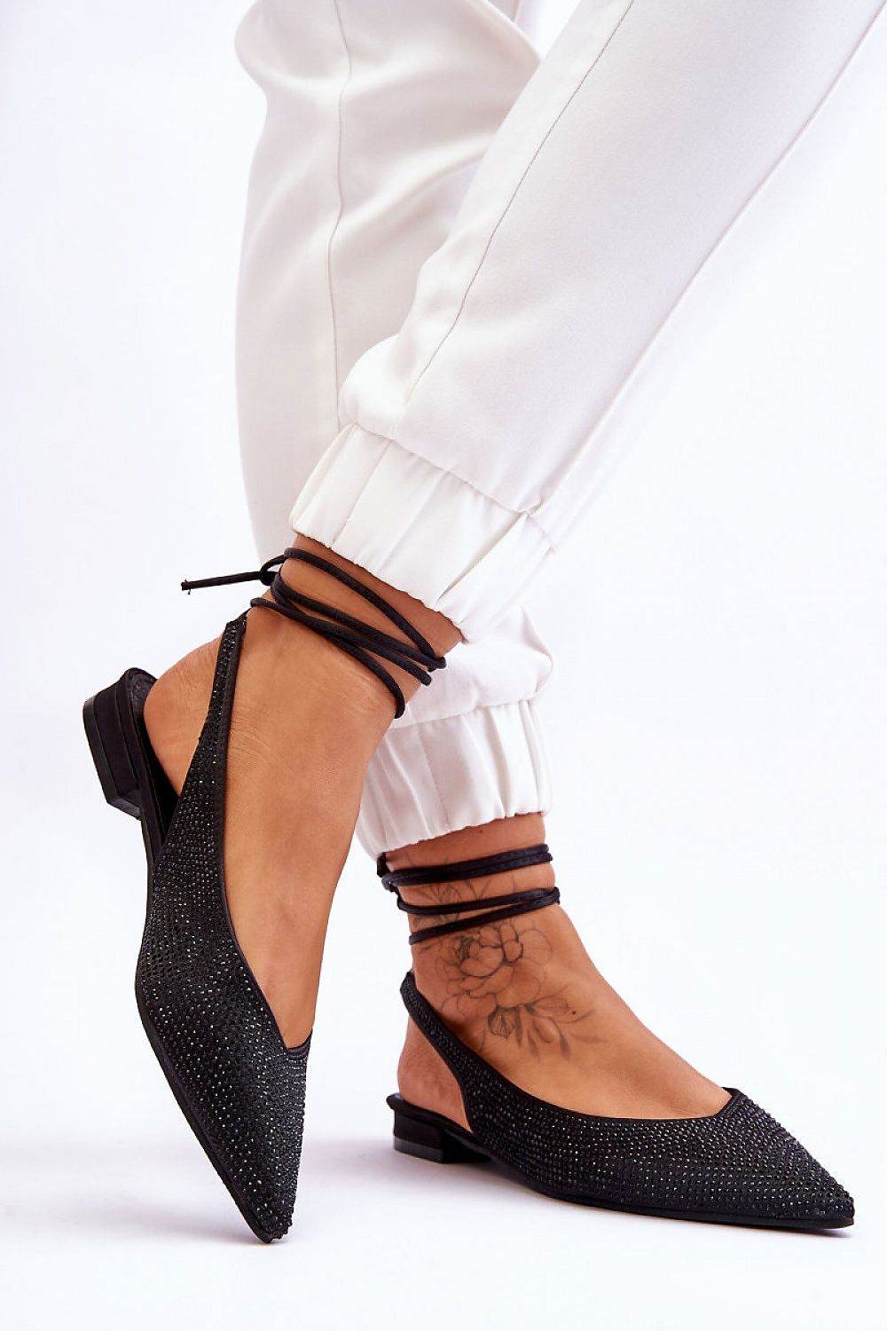 Comfortable Strappy Ballet Flats with Rhinestone Accents - INDIEZ COUTURE