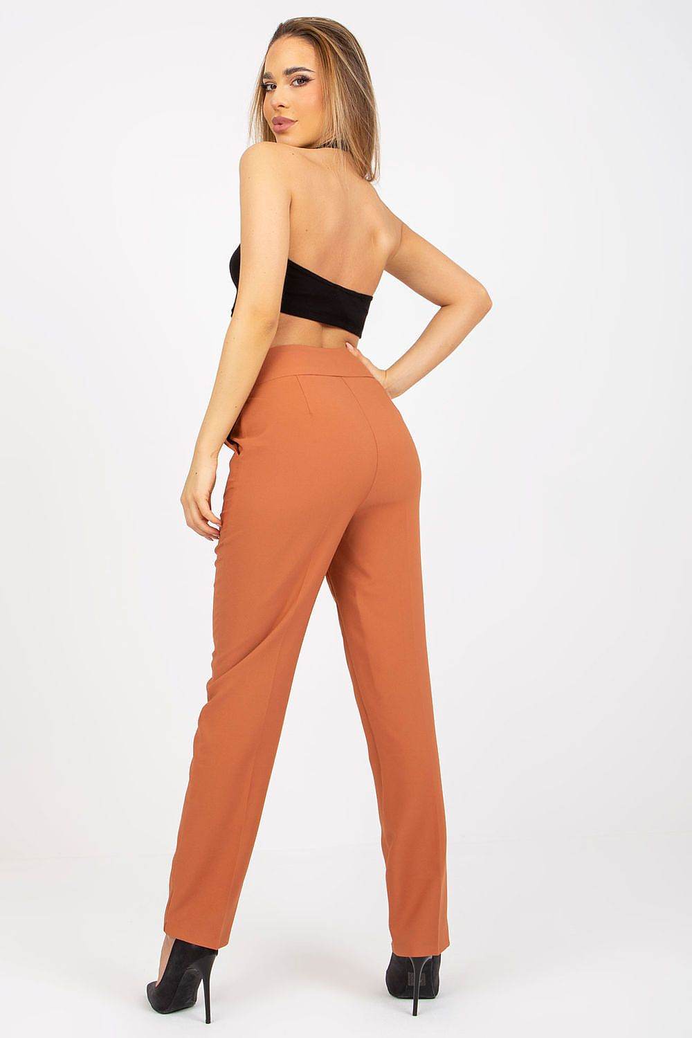 High Waisted Straight Leg Trousers with Sewn In Belt and Slip Pockets - INDIEZ COUTURE