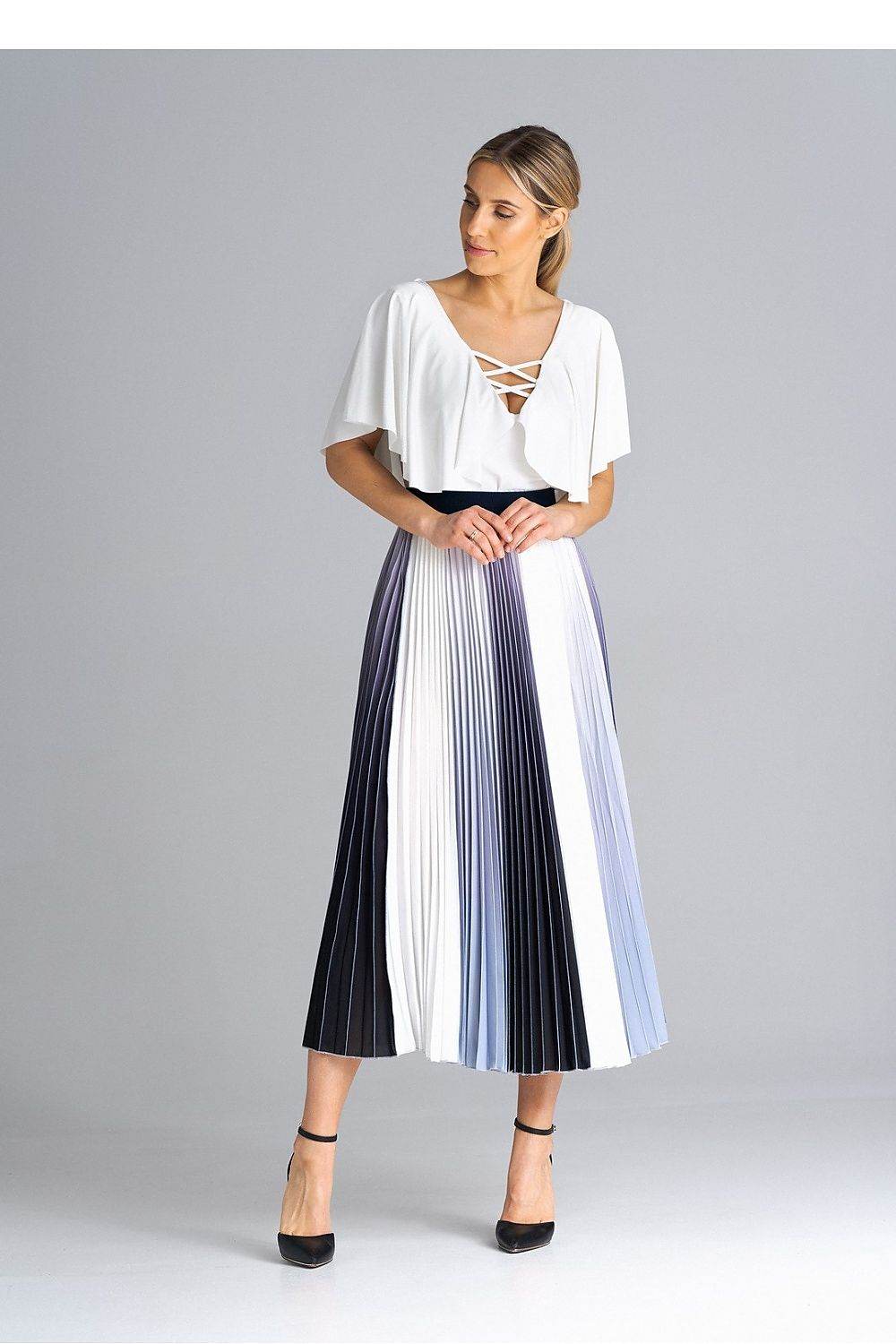 Midi Pleated Skirt with Elastic Waistband - INDIEZ COUTURE