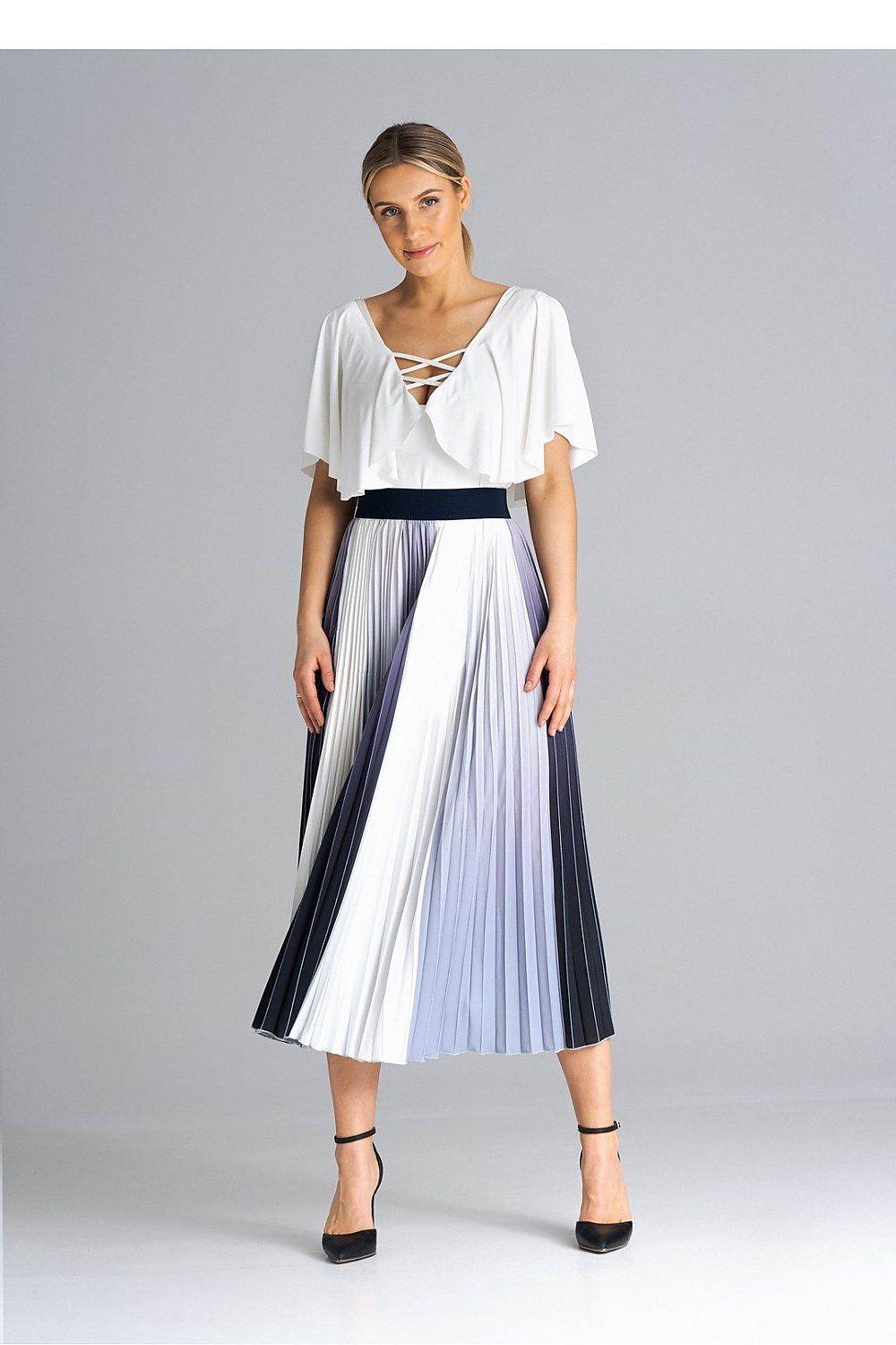 Midi Pleated Skirt with Elastic Waistband - INDIEZ COUTURE