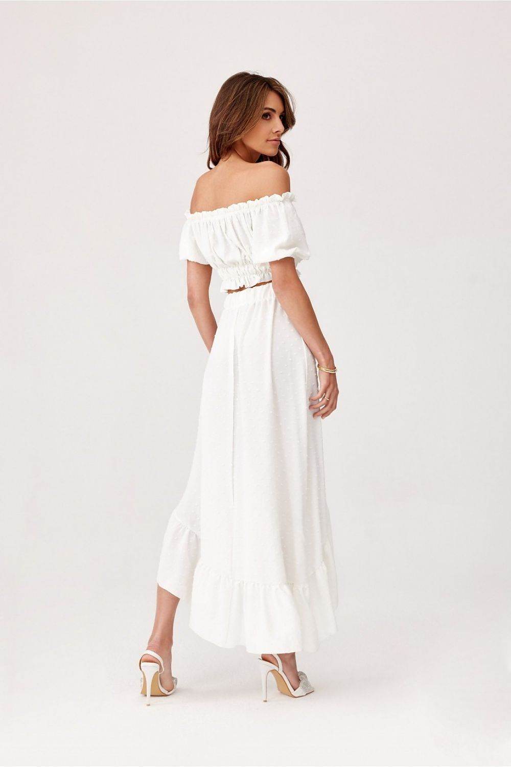 Asymmetrical Blouse and Skirt Set with Frills - INDIEZ COUTURE