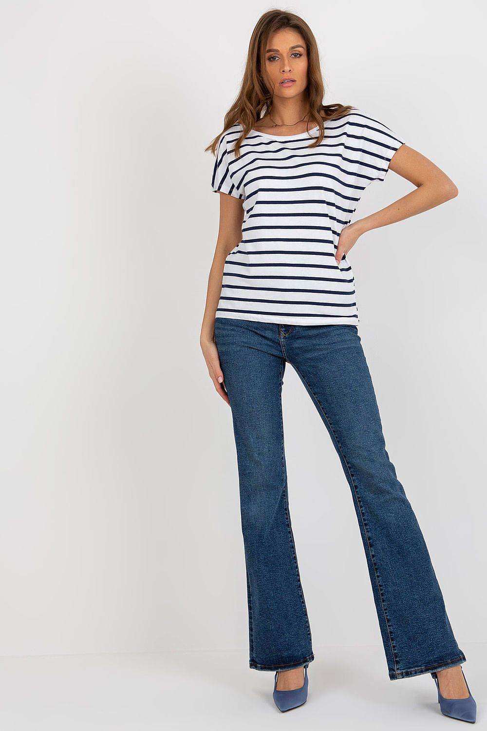 Stylish Striped T-Shirt with V-Back Cutout - INDIEZ COUTURE