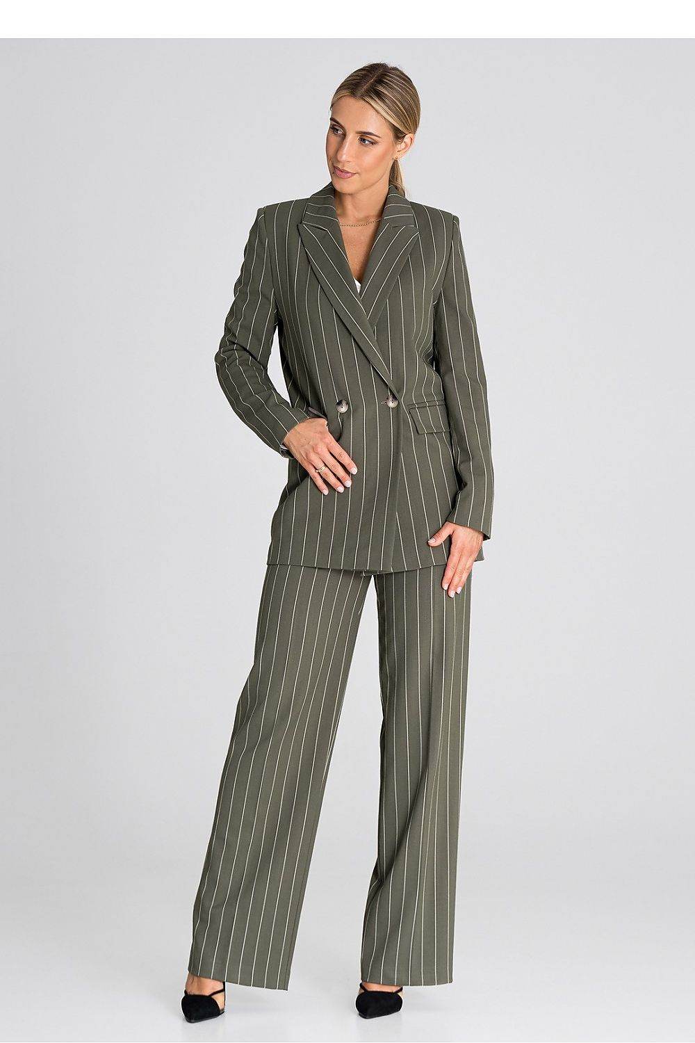 Elegant Long Sleeve Blazer with Double-Breasted Closure - INDIEZ COUTURE