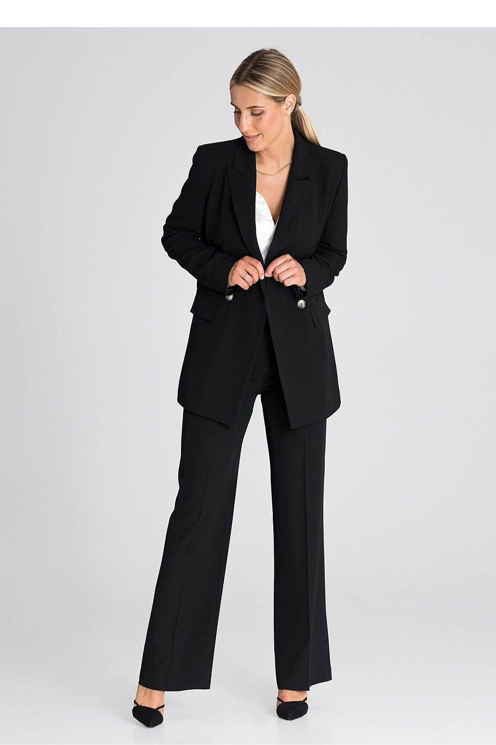 Elegant High-Waisted Wide-Leg Trousers with Button Closure - INDIEZ COUTURE