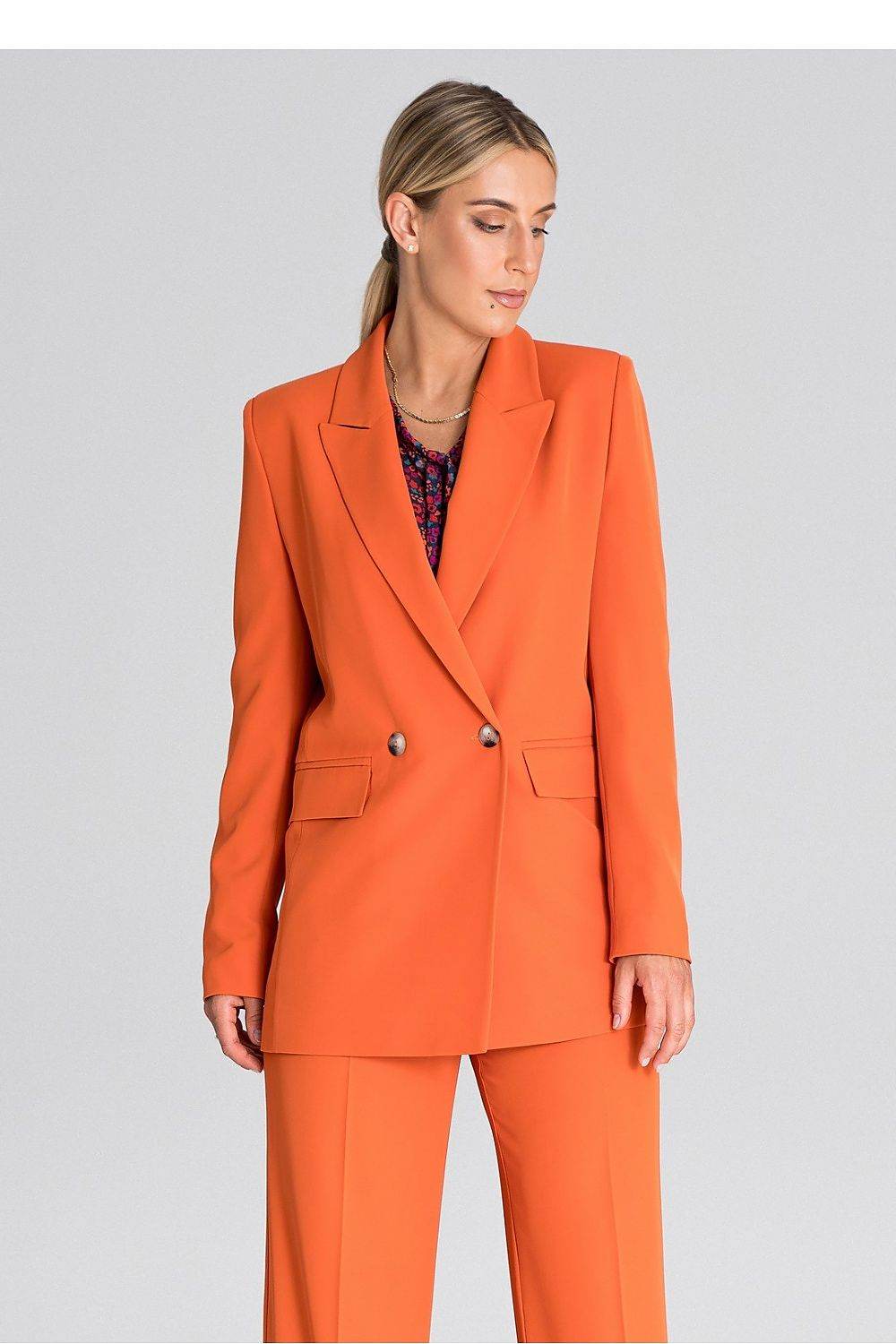 Elegant Long Sleeve Blazer with Double-Breasted Closure - INDIEZ COUTURE