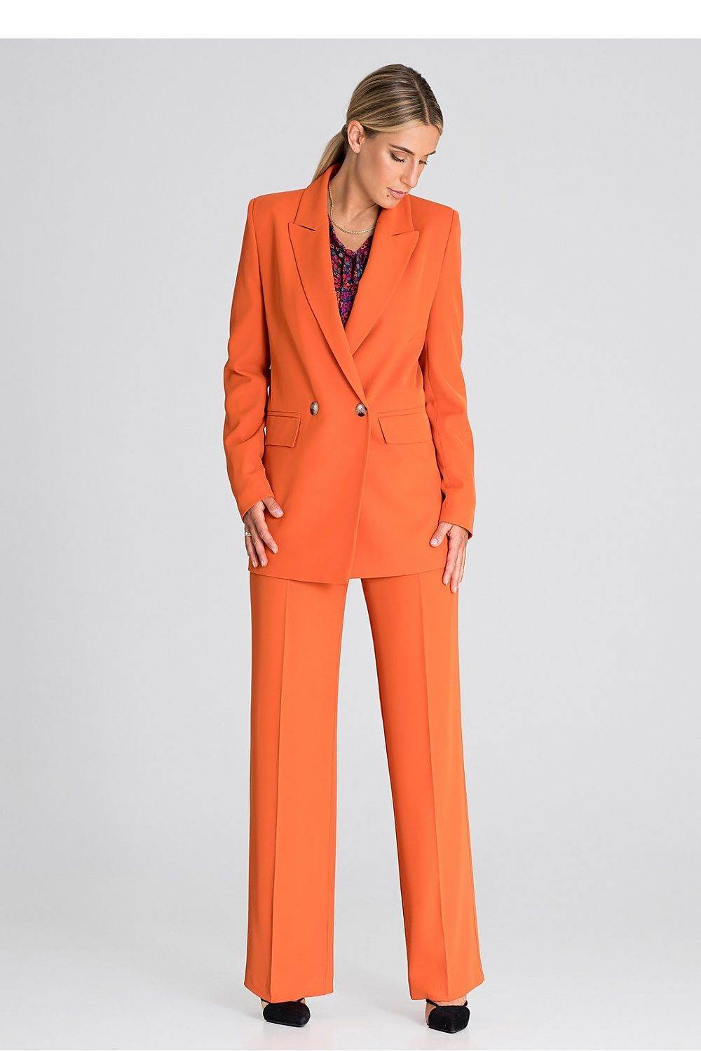 Elegant Long Sleeve Blazer with Double-Breasted Closure - INDIEZ COUTURE