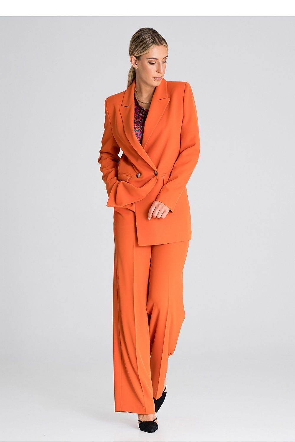 Elegant Long Sleeve Blazer with Double-Breasted Closure - INDIEZ COUTURE